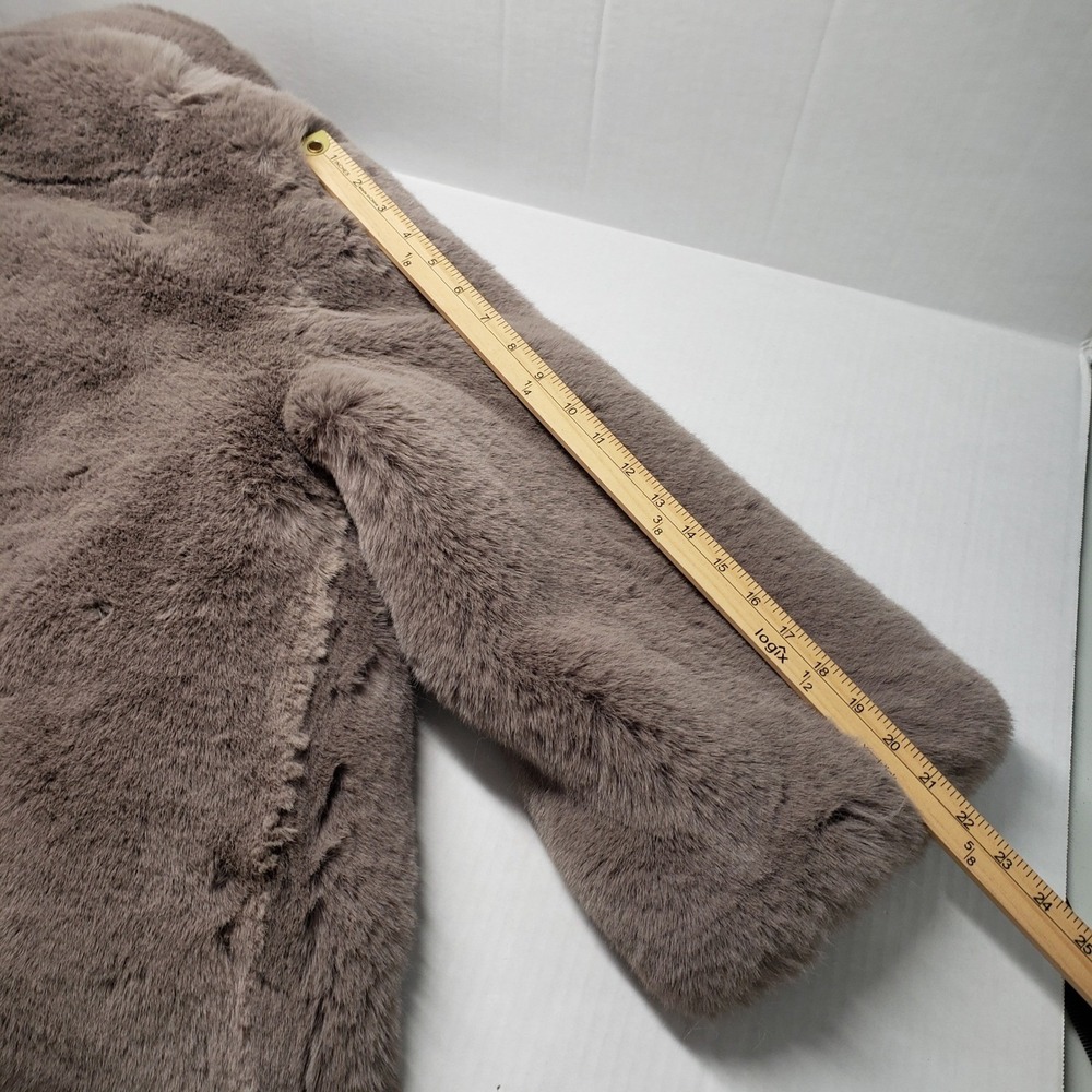 HM Fuzzy Faux Fur Long Coat Womens Large Party Gray Statement Oversized Jacket - Picture 9 of 16